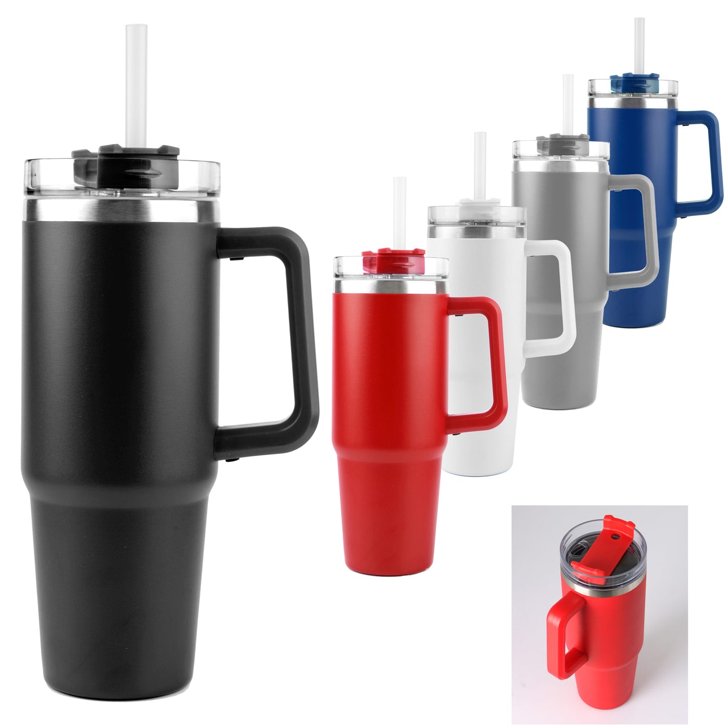 DW5202 - 30 Oz. Stainless Steel Double Wall Vacuum Mug with Removable Straw